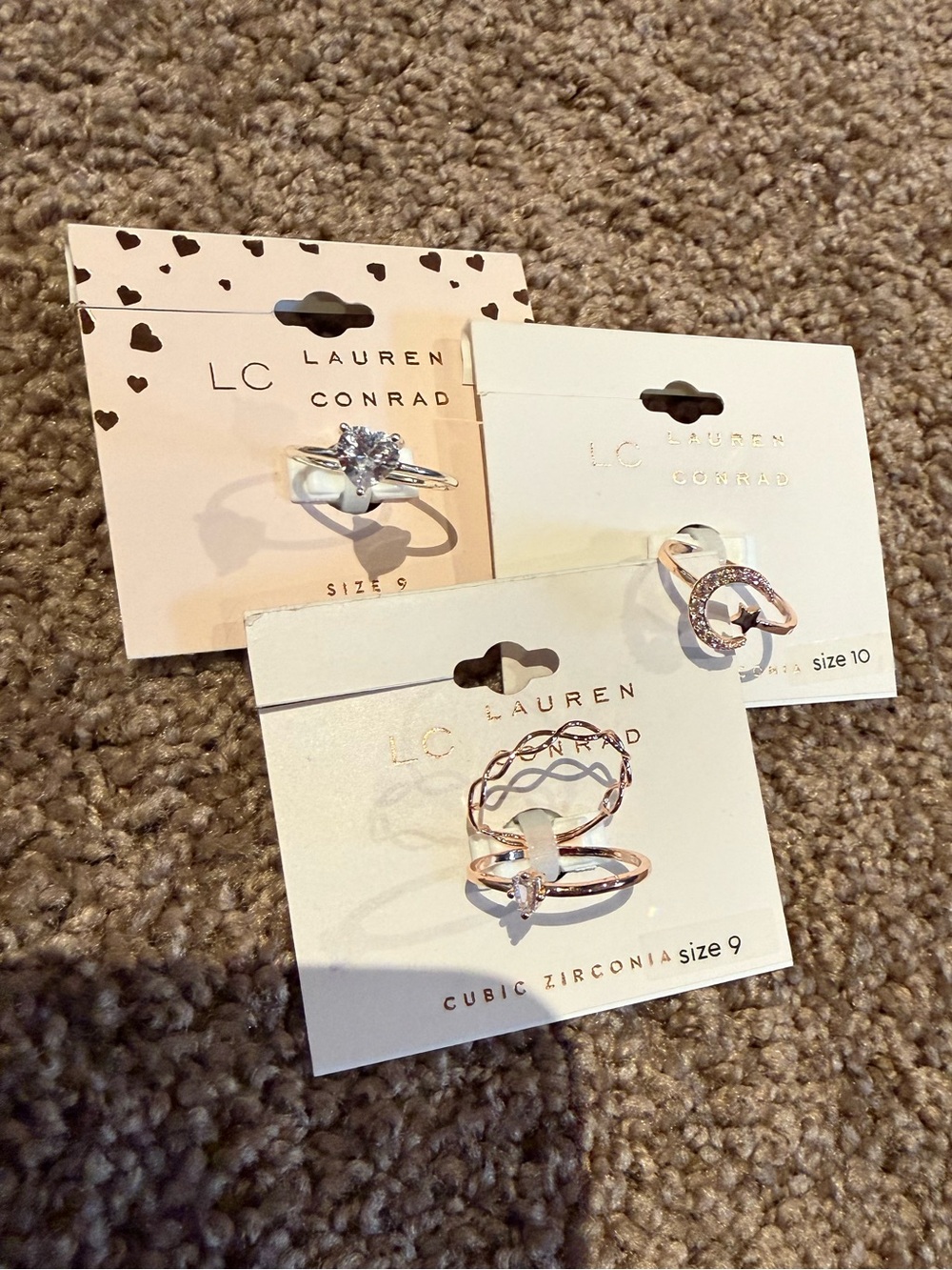 LC Lauren Conrad Rose Gold and Clear Cubic Zirconia Ring Set Bundle